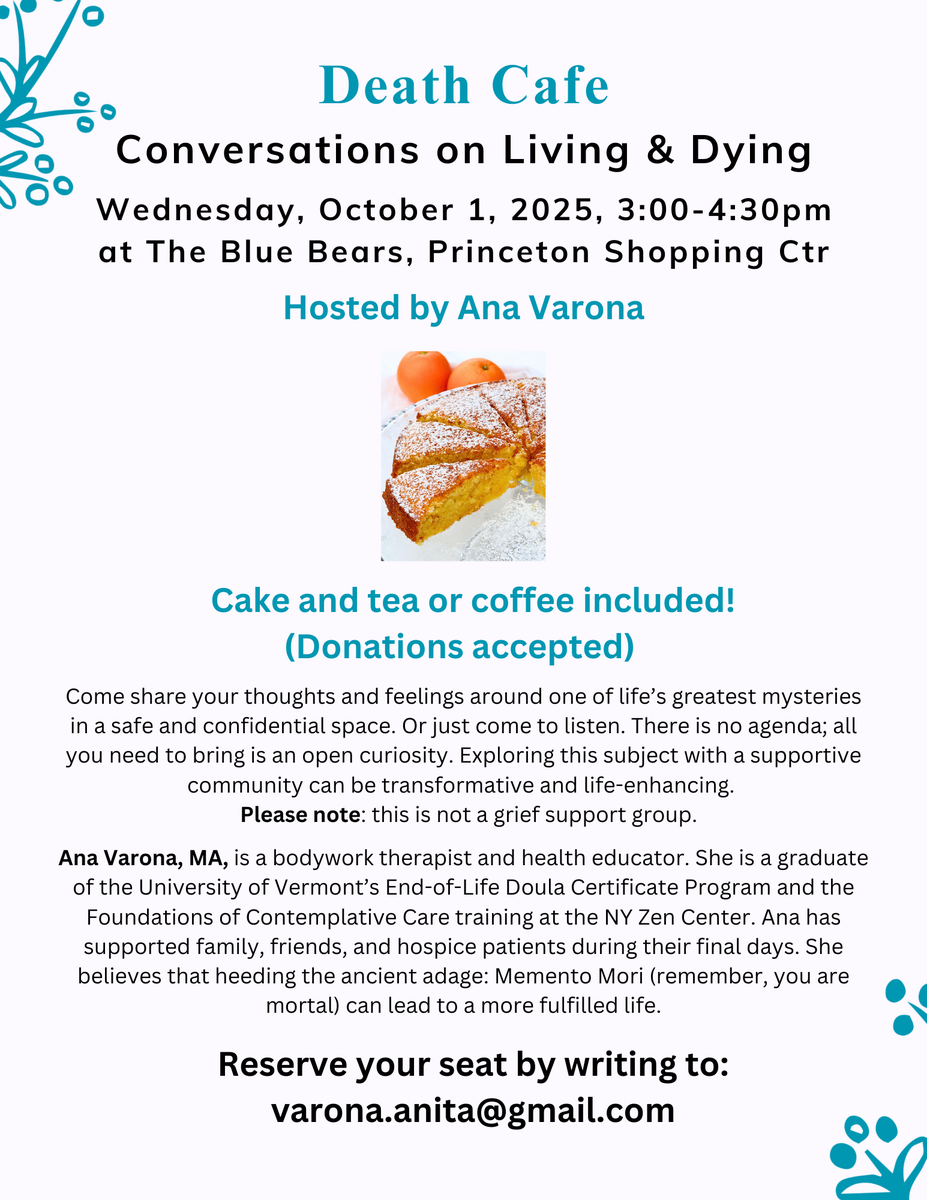Death Cafe: Conversations on Living & Dying Princeton NJ