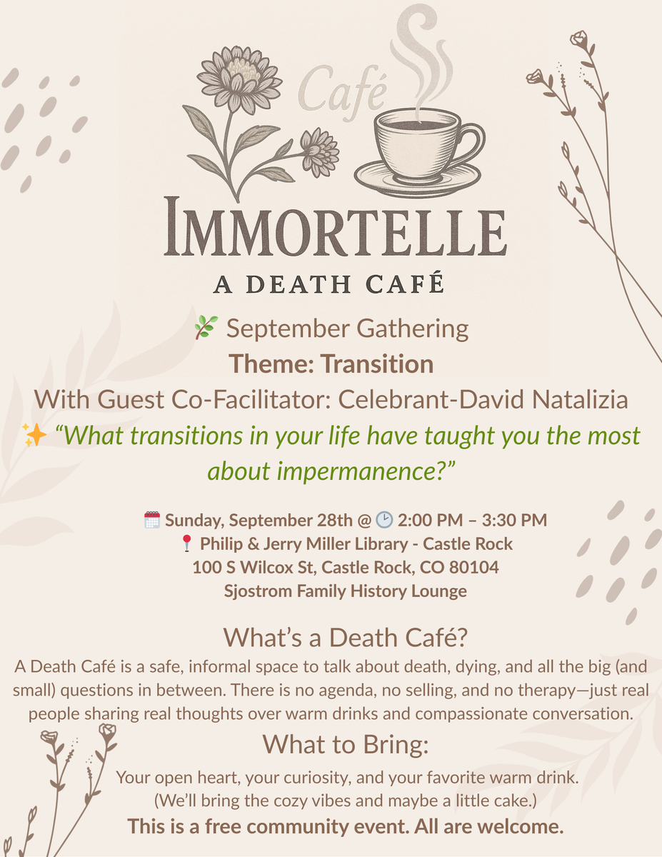 Cafe Immortelle - a Death Cafe  Castle Rock, CO